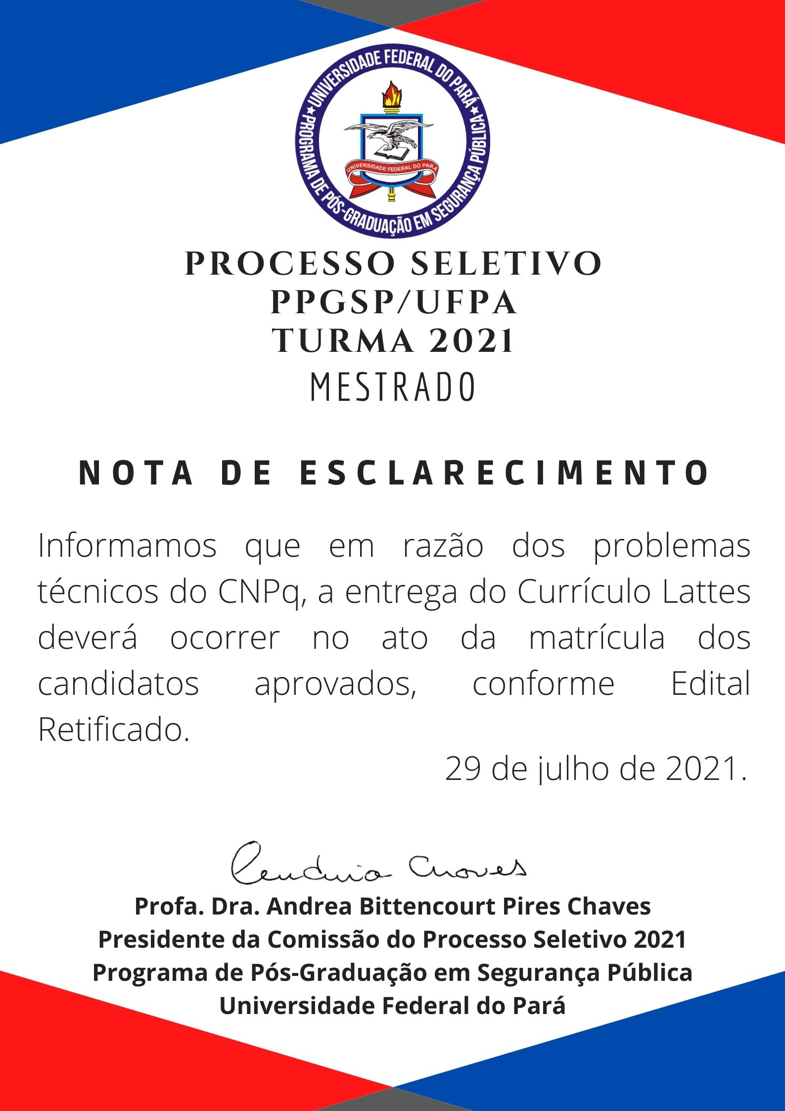 Comunicado sobre os processos seletivos